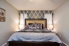 Custom paintwork adorns he master bedroom creating a luxurious getaway