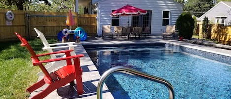 Lots of Poolside Lounging, Seating, and Pool Floats