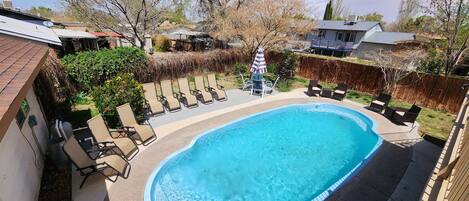 View of pool from upper patio