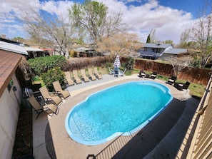 View of pool from upper patio