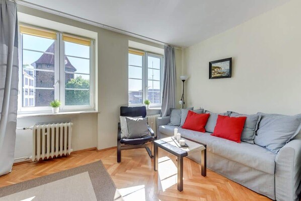 Living room with double sofa bed