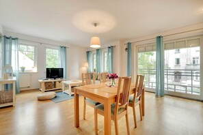 Dining table in the living room. 