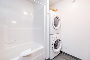 Bathroom has heated floors as well as washer and dryer for your use.