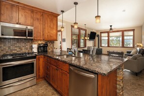 Kitchen fully stocked for all of your cooking needs with Mountain Views!