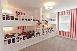 Bedroom#3 
- 6 Twin Sized Built in Bunk Beds with trundle
-Mickey Themed Room
-Located on the 2nd floor