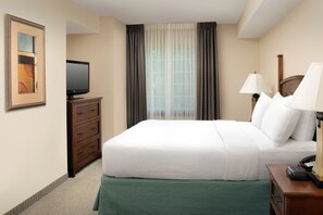 Drift to sleep in the comfortable bed.