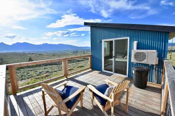 Upper level deck overlooking the Bitterroot Mountain Range. 