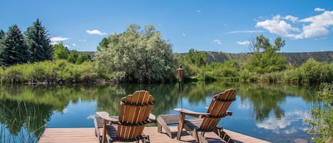 Pondside deck seating