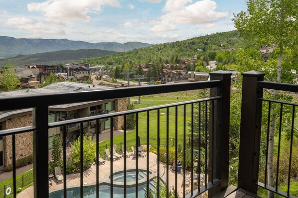 Incredible views, welcoming pool and hot tubs and spacious mountainside units are found at the Shadowbrook condos.