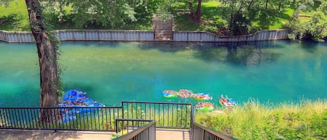 stairs down to Comal River.