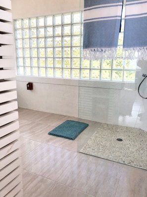 The shower in the main bedroom.