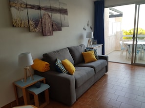 salon avec vue sur la baie
canape avec très bon couchage