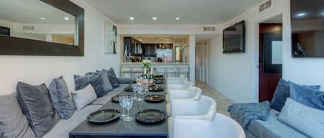 Entertaining Modern Living-Dining-Bar Lounge including 70 in 4k Smart TV