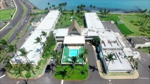 Aerial view of the property.