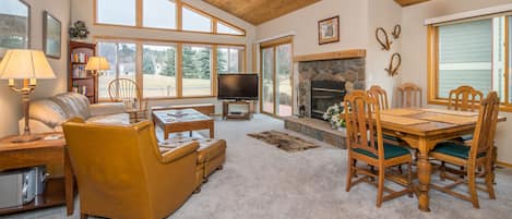 Cozy up by the fireplace and enjoy the views | Main Level