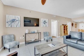 Enjoy a movie on the flat screen TV