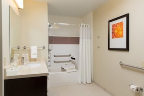 Get ready for your day in the bathroom.