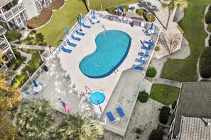 Pool and Hot Tub View from Above