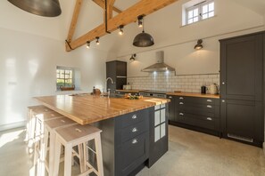 Ground floor: Spacious kitchen with central island