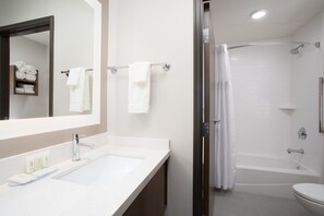 Get ready for your day in the bathroom.