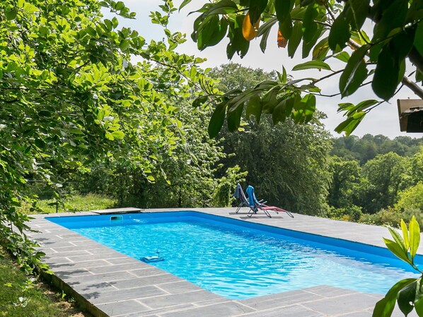 Water, Plant, Property, Azure, Swimming Pool, Sky, Shade, Rectangle, Grass, Natural Landscape