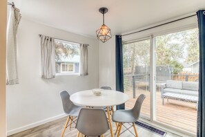 Dining room with comfortable stylish bucket seats for having a meal.