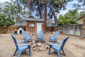 Backyard fire pit for roasting marshmallows and drinking some local brews.