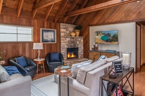 Living Room with Fireplace and HDTV