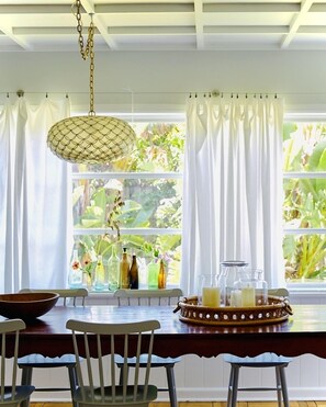 Overlooking a lush tropical garden