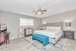 Large master suite has King size bed, great for relaxing after a long day.