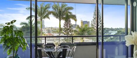 Large balcony with the river and the city views