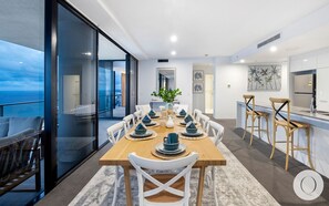 Share sumptuous meals with the family in this sophisticated dining area