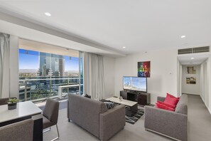 Living room area opening up to the balcony