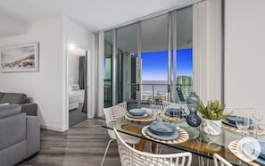 Share sumptuous meals with the family in this sophisticated dining area