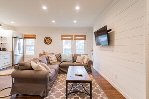 Den with Roku TV for smart streaming and local area channels