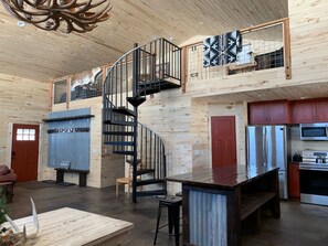 Spiral staircase to access the loft area