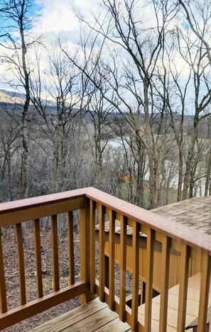 See the mighty river through the trees or the mountains in the distance