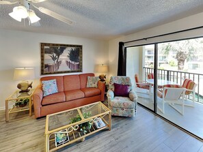 Living Room - Balcony Access, Ocean Views, Sleeper Sofa + TV