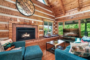 Cozy living room with fireplace