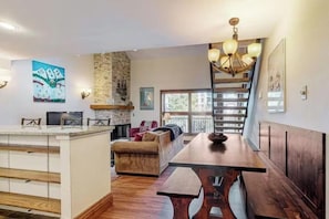 Open living and dining area