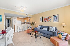 Gulf Front Living Room with Sleeper Sofa
