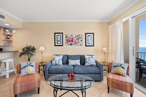 Gulf Front Living Room with Sleeper Sofa
