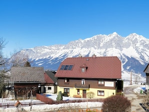 Sky, Mountain, Building, Snow, Property, Plant, Window, Slope, Natural Landscape, House