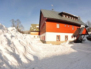 Sky, Building, Snow, Window, Tree, Slope, House, Freezing, Cottage, Landscape