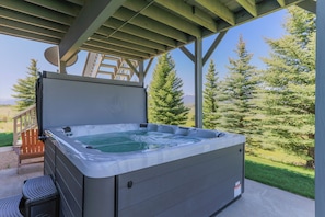 New hot tub located on the back patio