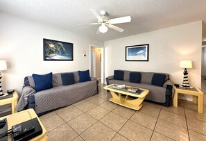 Living area with plenty of seating to kick back &