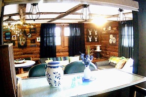 Open kitchen bar design to maximize space and serving.