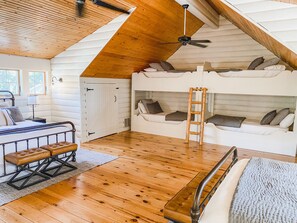 The coziest loft with lots of beds! Sleeps 8 up here!