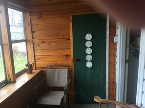 Back porch with half bath