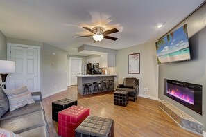 Family room is open to kitchen